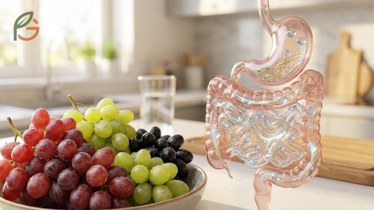 Are grapes good for digestion with details on fiber content, water composition, and gut health benefits.