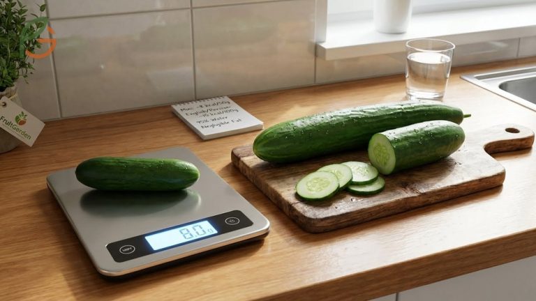 How many calories in a mini cucumber guide showing 8 calories per 50g serving for healthy snacking.