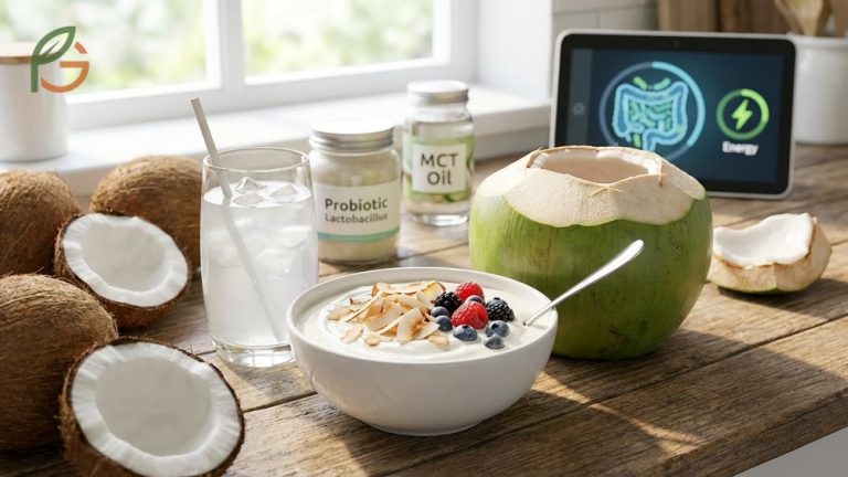 Is coconut yogurt healthy as a dairy-free alternative providing probiotics and medium-chain triglycerides for gut health.