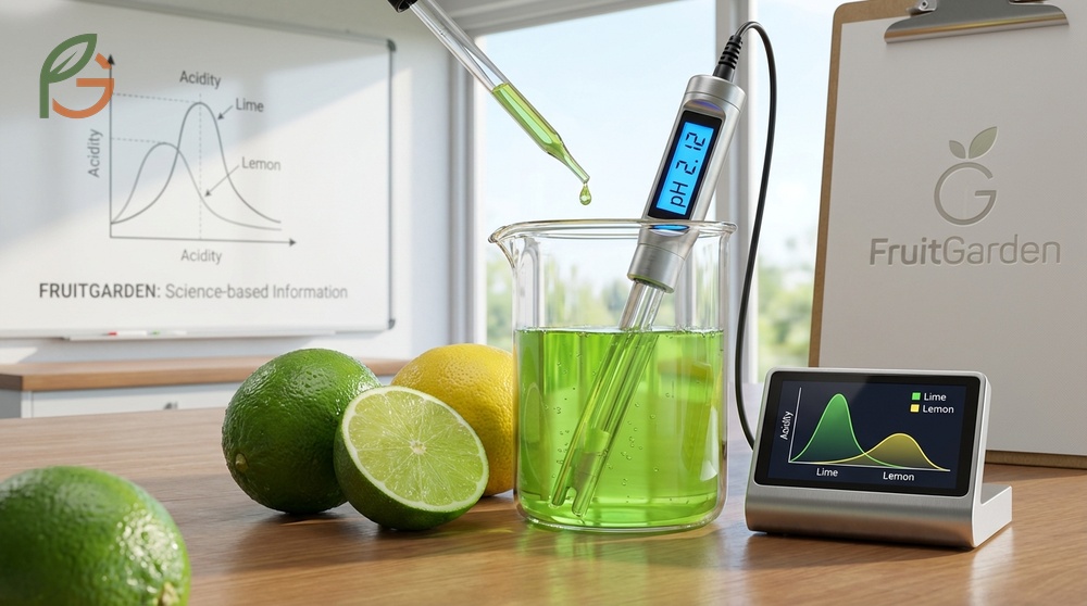 The pH of lime juice ranges between 2.0 and 2.35 making it one of the most acidic citrus fruits available.