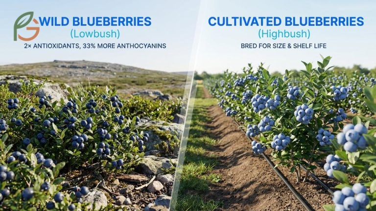 Wild blueberries vs blueberries comparison highlighting nutritional benefits and differences in antioxidant power.