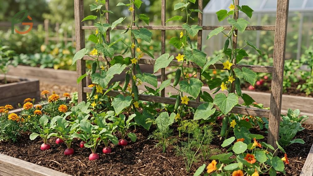 Best companion plants for cucumbers include dill and oregano which release aromatic compounds to confuse pest insects.