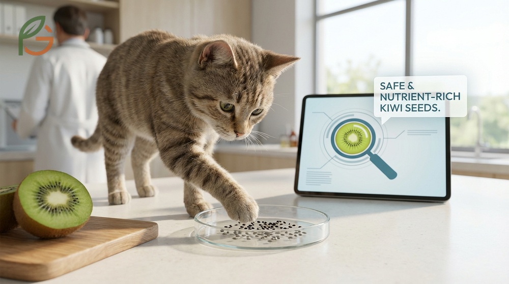 Can cats eat kiwi seeds which are small enough to pass safely through the digestive system.