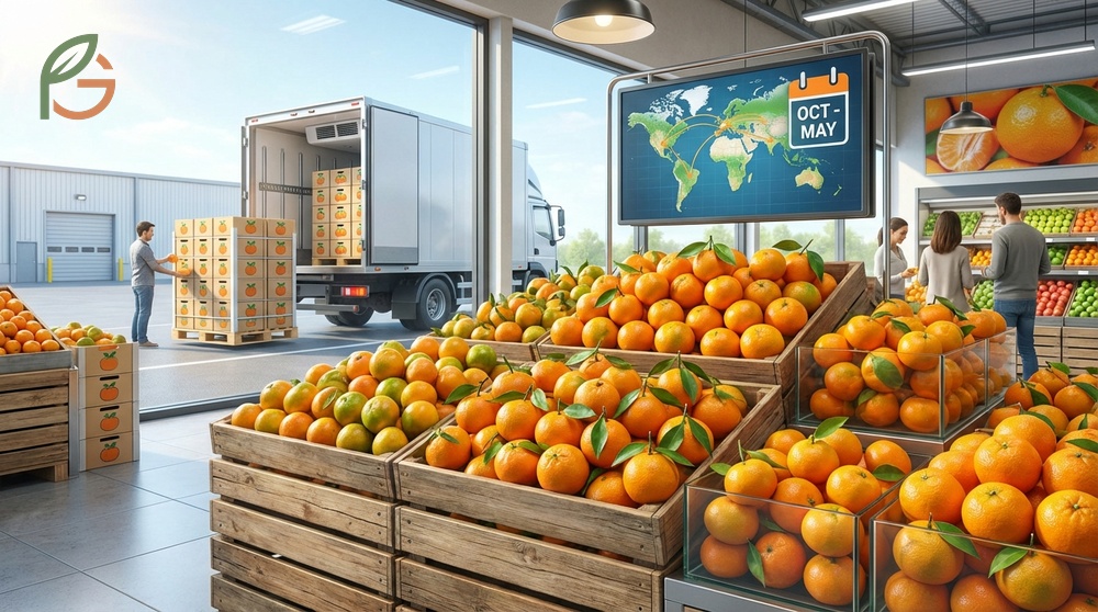 Fresh tangerine availability is ensured nationwide from October through May thanks to efficient cold chain logistics.