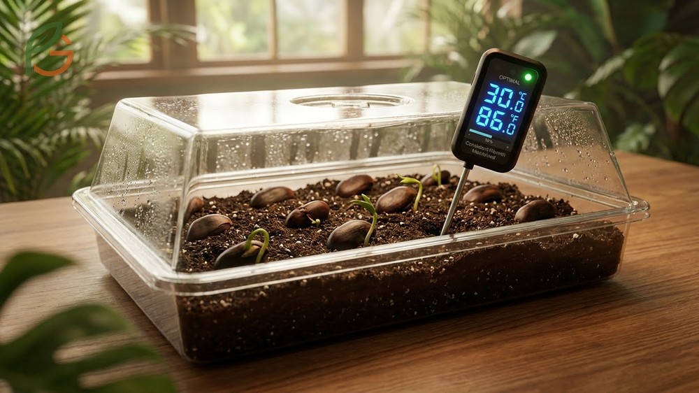 Germinate soursop seed process requiring optimal temperatures of 30 degrees Celsius for success.