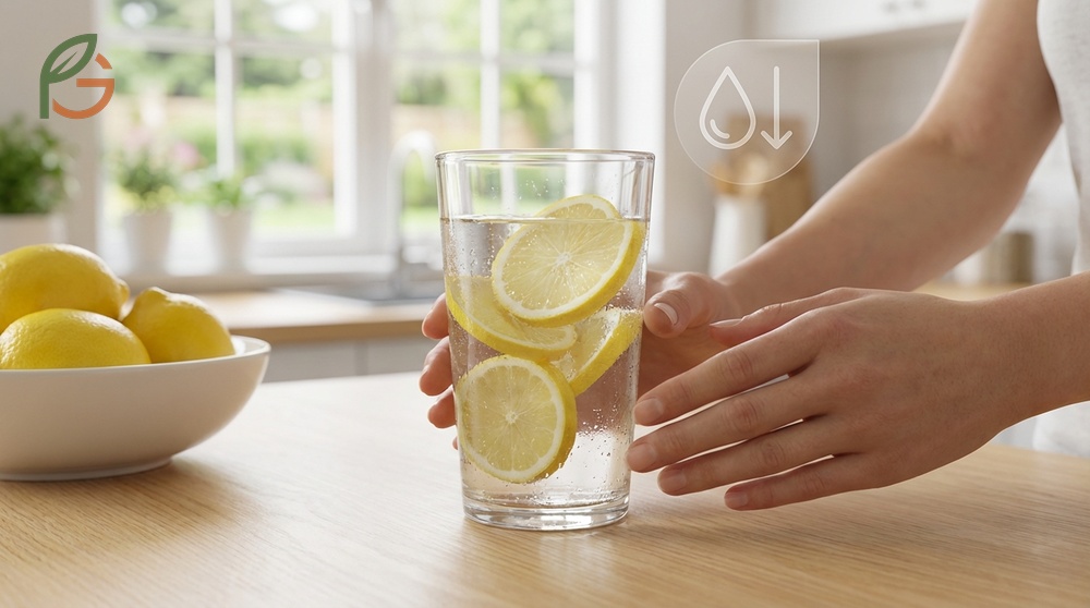 Lemon water for water retention works by increasing urine production to flush excess sodium within 3-5 days.