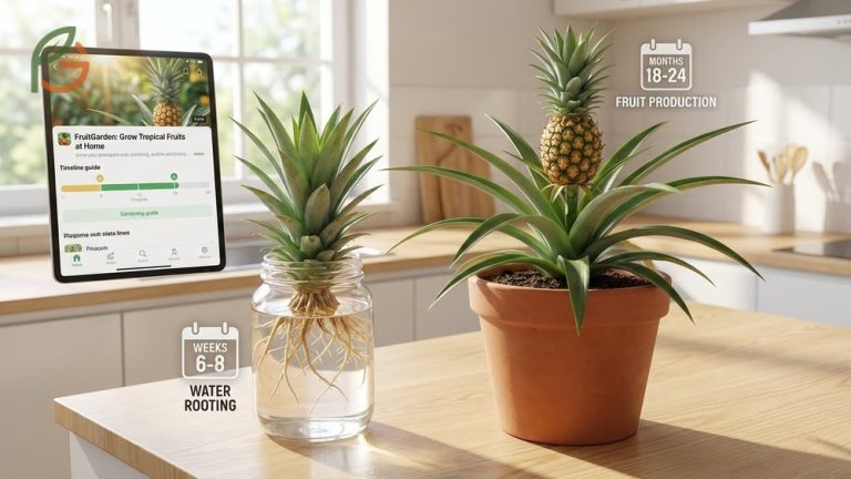How to grow a pineapple from a store bought crown with step by step rooting instructions.