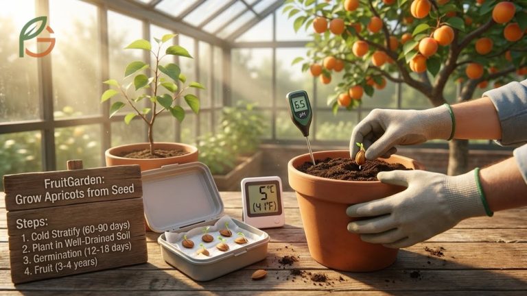 How to plant apricot seeds guide covering cold stratification and soil preparation for tree growth.