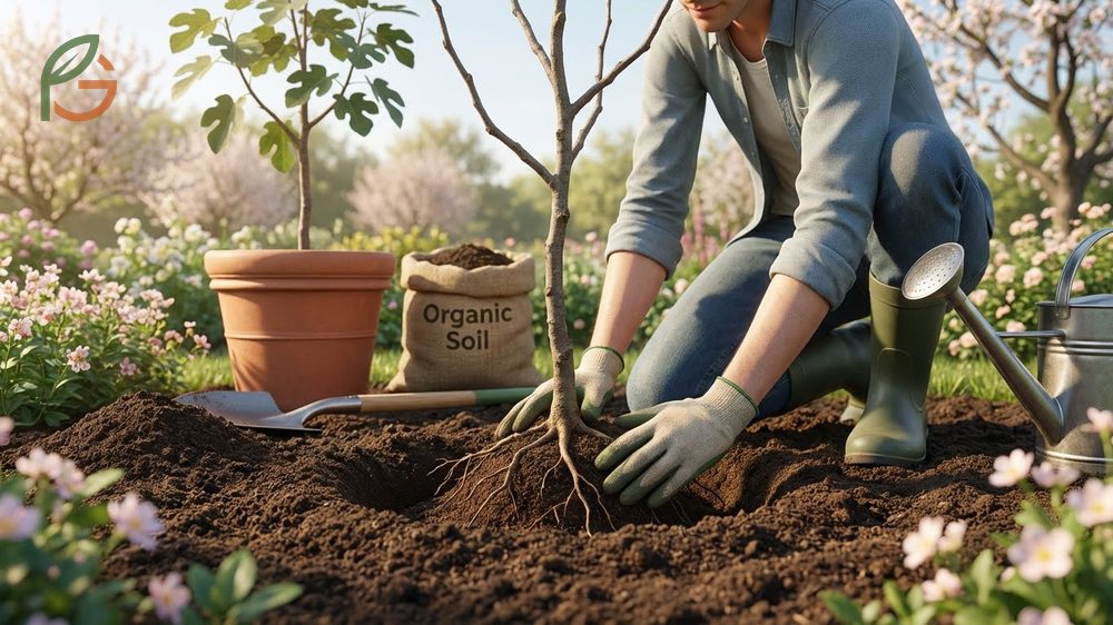 Soil preparation checklist for fig trees including pH adjustment and organic mulch application.