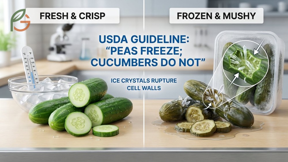 Can you freeze cucumbers knowing that ice crystals damage cell walls leading to a soft texture upon thawing.