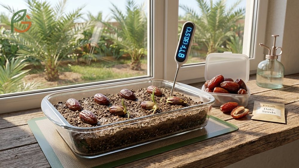 Growing date palm from seed requires selecting fresh plump seeds that sink in water and avoiding those that float.