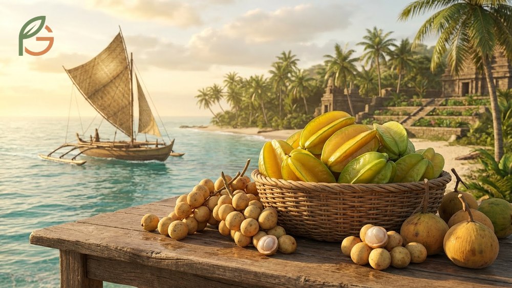 Starfruit origin history tracing ancient cultivation from Southeast Asia to modern global production.