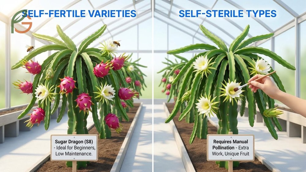 Best dragon fruit varieties like Sugar Dragon and Delight offer self-fertility and frequent flowering cycles.