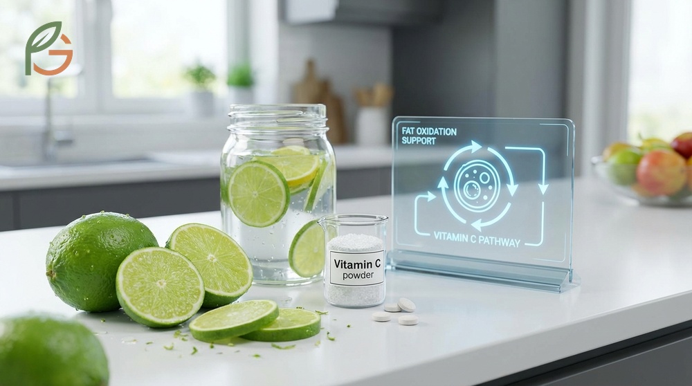 Metabolism boost lime effects come from vitamin C helping synthesize L-carnitine for fatty acid transport.