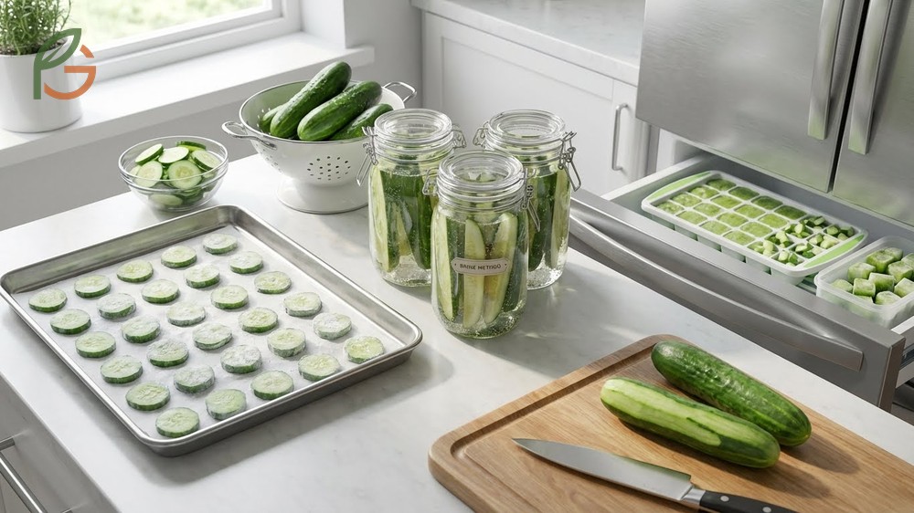 Can you freeze cucumbers using flash freezing or brine methods to preserve them for up to 6 months.