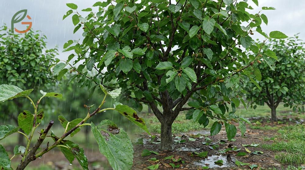 Mulberry tree pests management focuses on preventing bacterial blight and controlling scale insects with dormant oil.