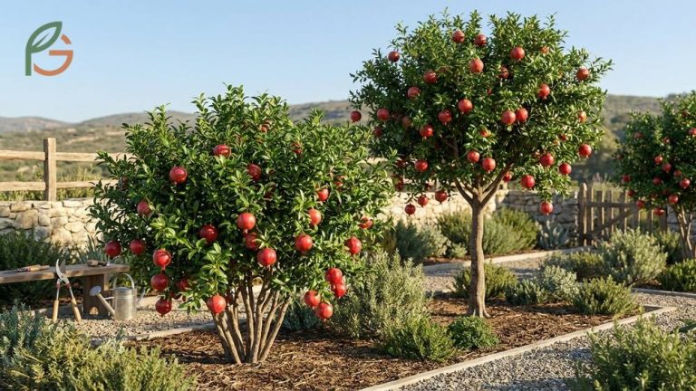 Do pomegranates grow on trees or shrubs reaching heights of 6 to 20 feet depending on pruning.