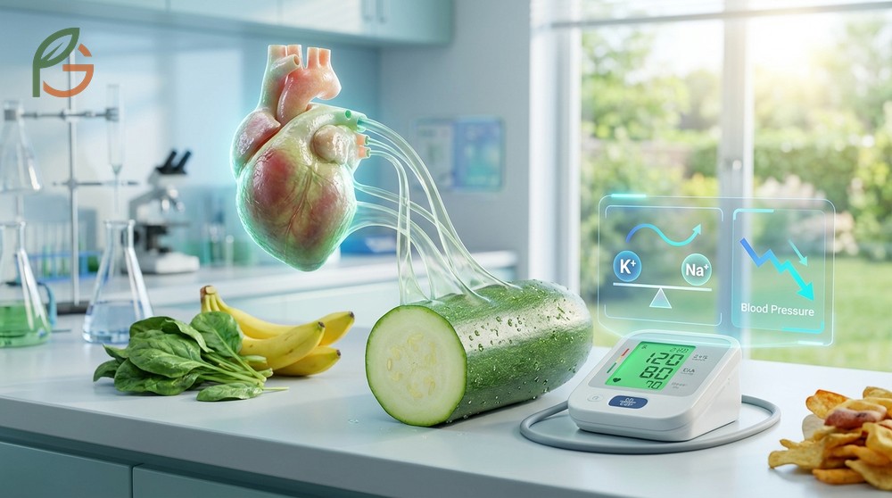 Heart health support from zucchini provides two hundred sixty one milligrams of potassium.