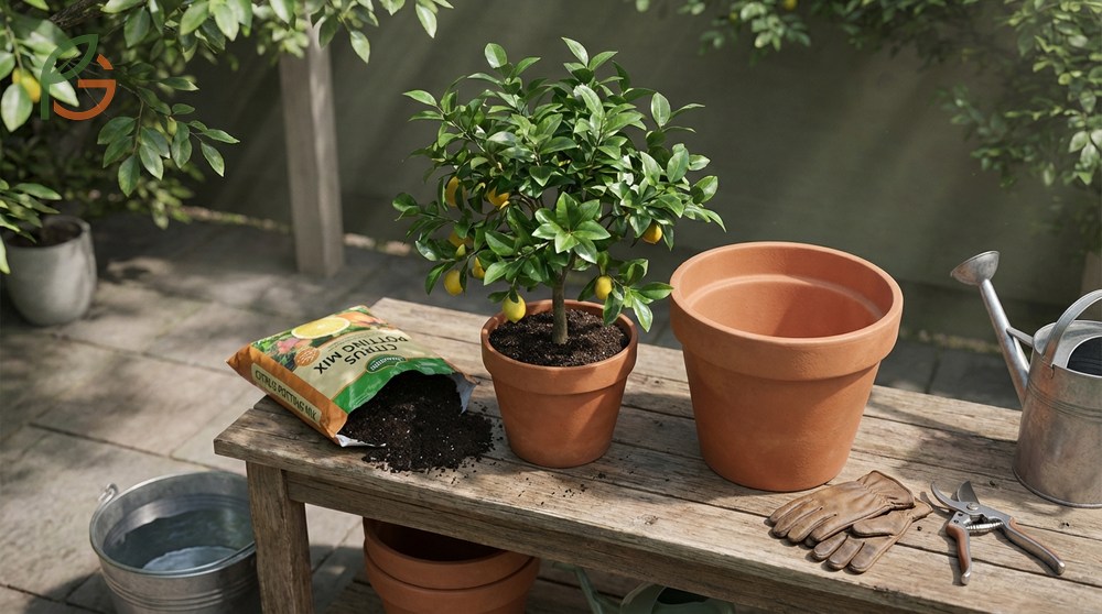 Repotting lemon tree step by step involves increasing pot size by only 2 to 4 inches in diameter.
