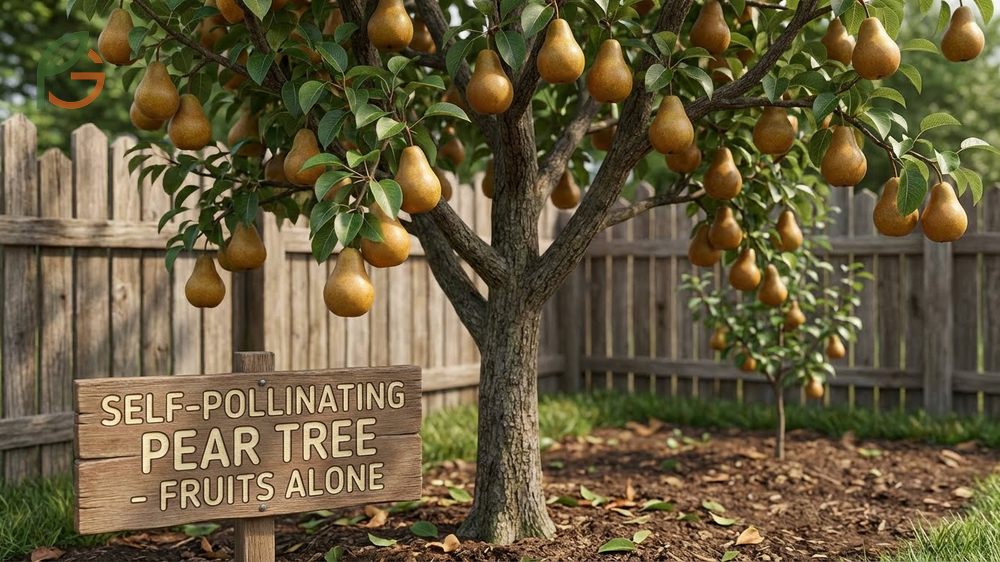 Self pollinating pear trees have flowers that accept their own pollen to set fruit without cross pollination.