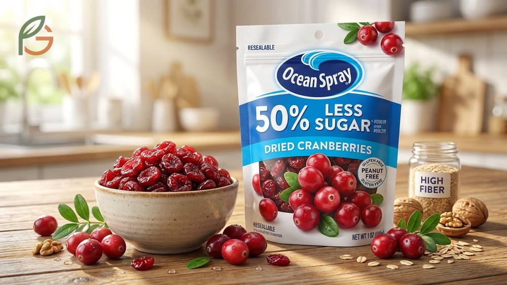 Unsweetened dried cranberries brands comparison focusing on low sugar options like Ocean Spray.