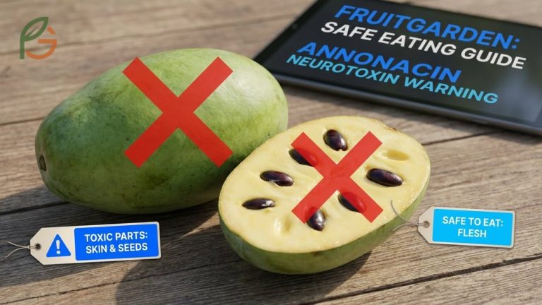 Whole pawpaw fruit with green skin that contains toxic acetogenins and must be peeled before eating.