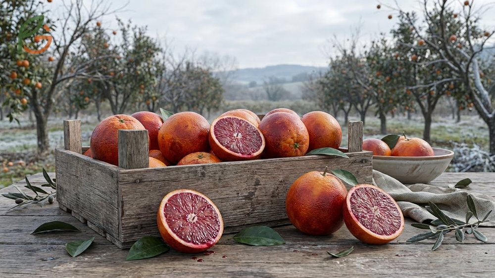 Oranges that are red inside growing season running from December through April in warm climates with cool nights.