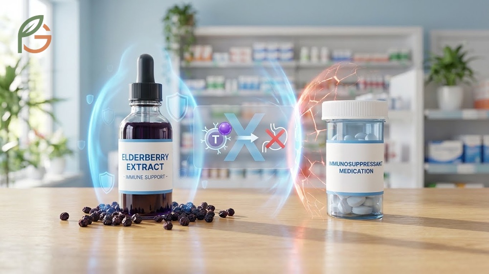 Elderberry drug interactions with immunosuppressants and diabetes medications requiring medical caution.