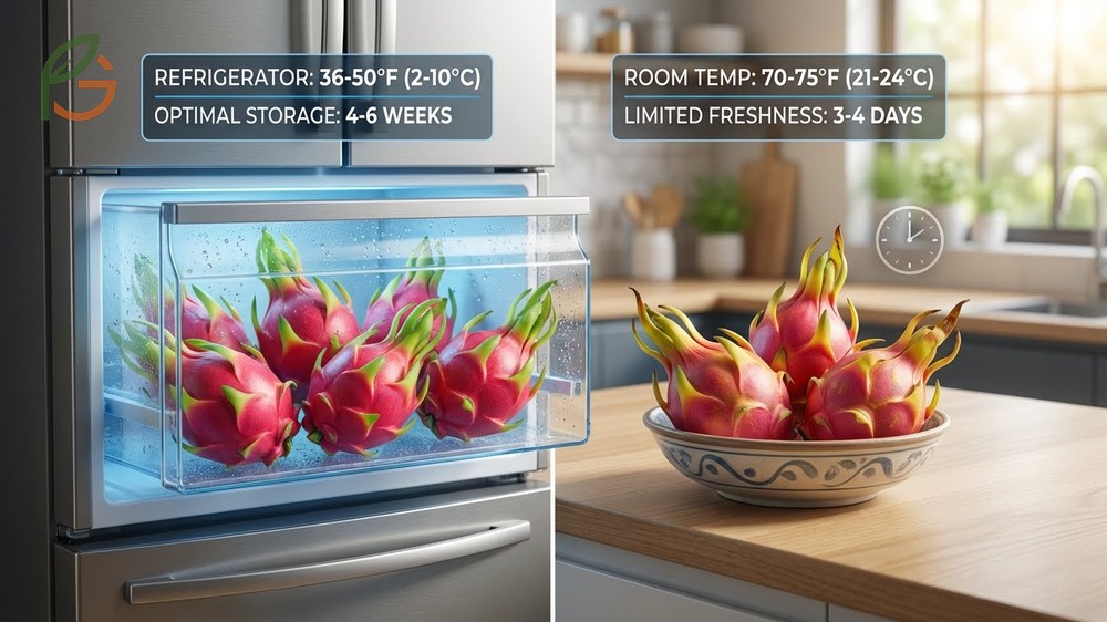 How to store dragon fruit whole at 45-50 degrees Fahrenheit keeps it fresh for up to 2 weeks.
