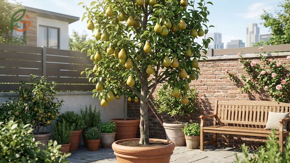 Self fertile pears for small spaces include dwarf varieties that grow eight to twelve feet tall for urban yards.