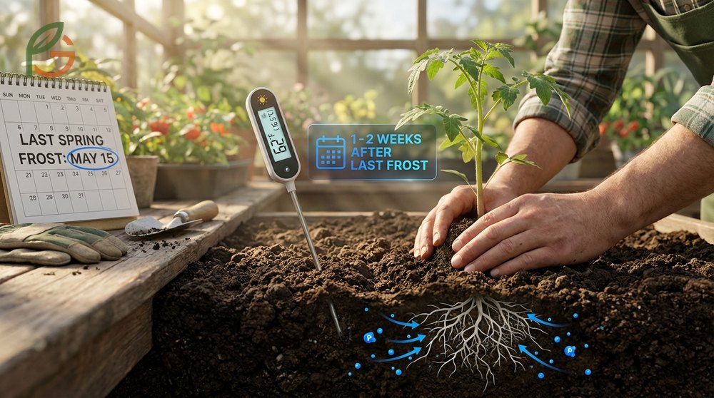 When to plant tomatoes is determined by checking soil warmth to ensure roots absorb phosphorus effectively.