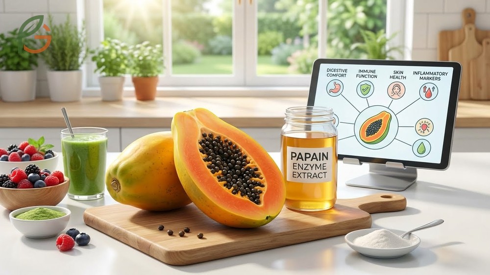 Sliced papaya ready to eat helping improve digestion and gut health through natural papain enzyme activity.