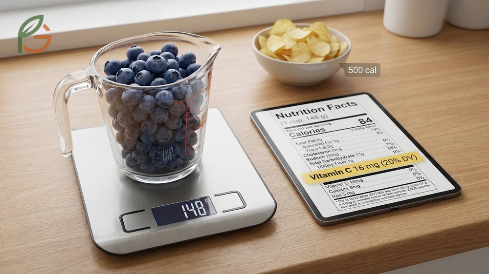 How many calories in a cup of blueberries equals 84 calories while providing significant vitamin C content.