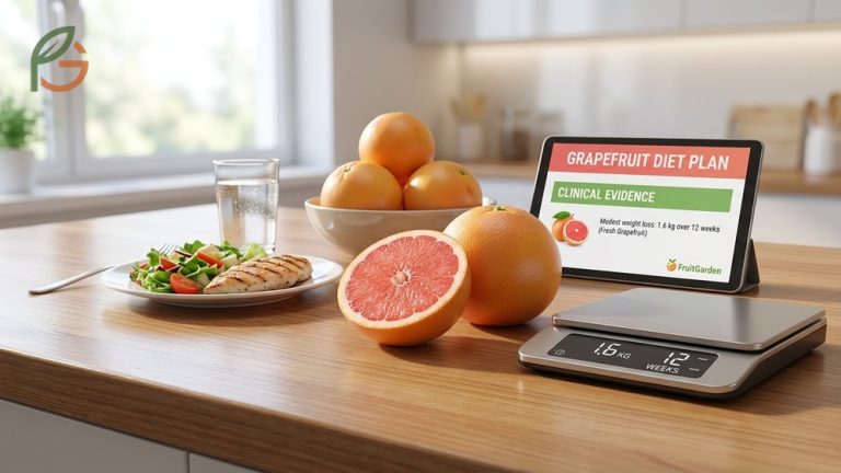 The grapefruit diet plan outlining a low calorie eating approach for weight loss claiming 10 pounds lost in 12 days.