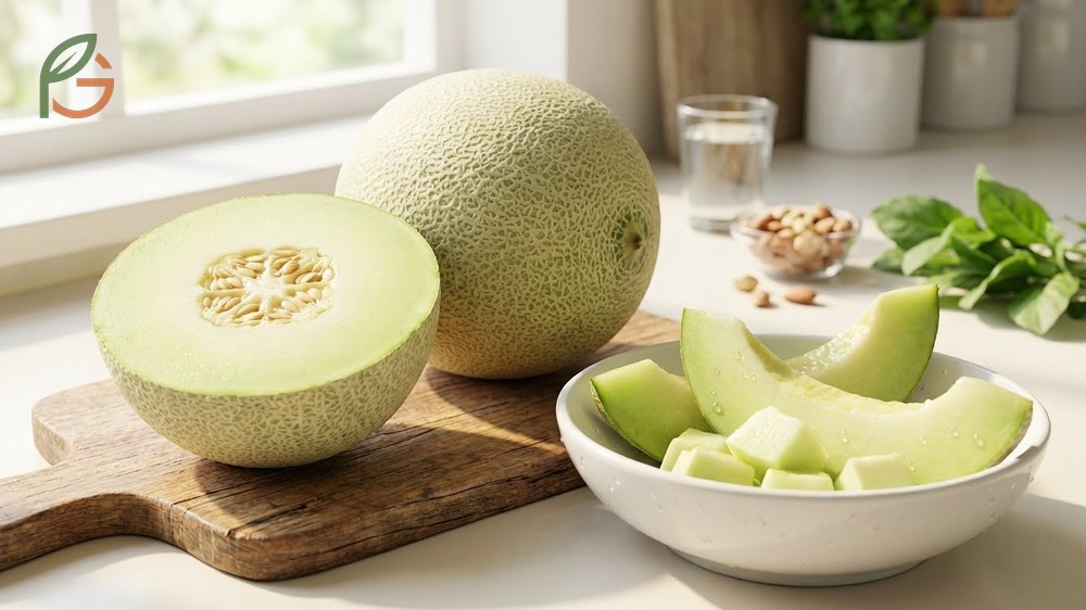 Nutritional value of honeydew melon providing 30.6mg vitamin C and 387mg potassium per cup.