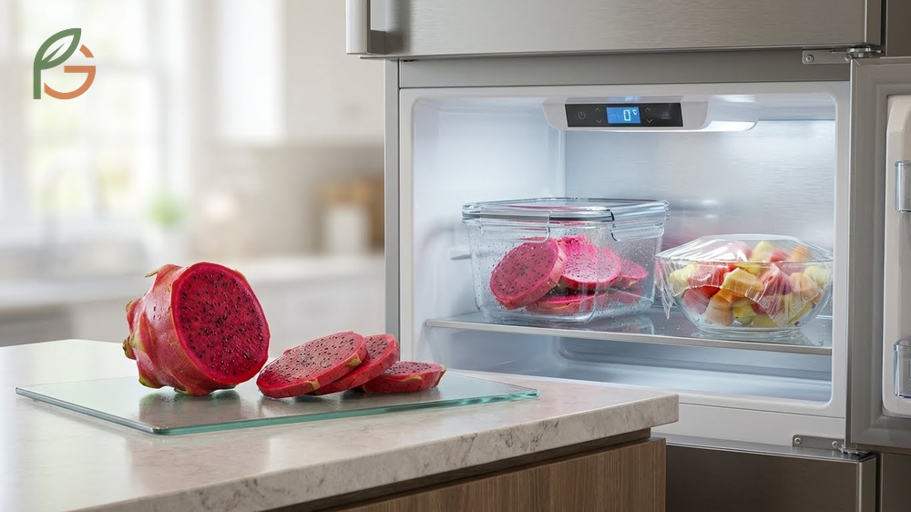 Storing cut dragon fruit in airtight containers preserves vitamin C levels and texture for 2-3 days.