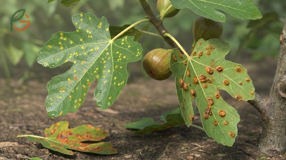 Troubleshooting common problems like fig rust and lack of fruit due to excessive nitrogen.