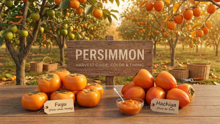When to harvest persimmons guide providing color and timing tips for picking optimal fruit.