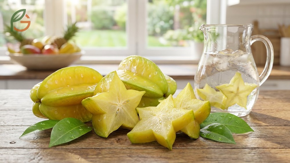Health benefits of starfruit for digestive systems through soluble fiber and beneficial gut bacteria.