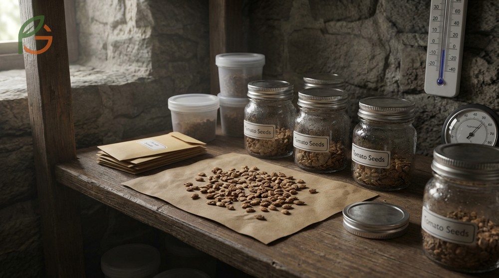 Storing seeds long term in cool dark locations at 35 to 50 degrees maintains viability for several years.
