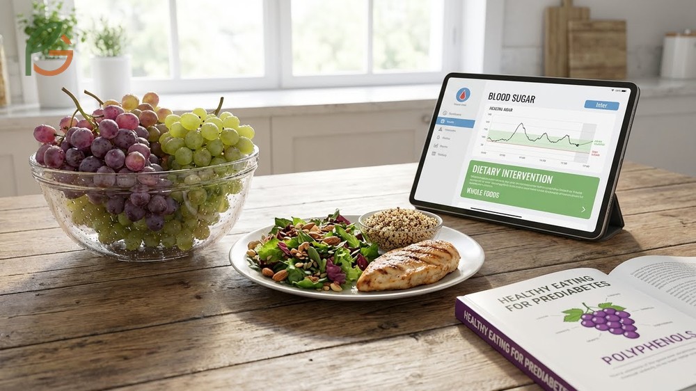 Are grapes good for prediabetes when included in a balanced diet rich in whole foods and polyphenols.