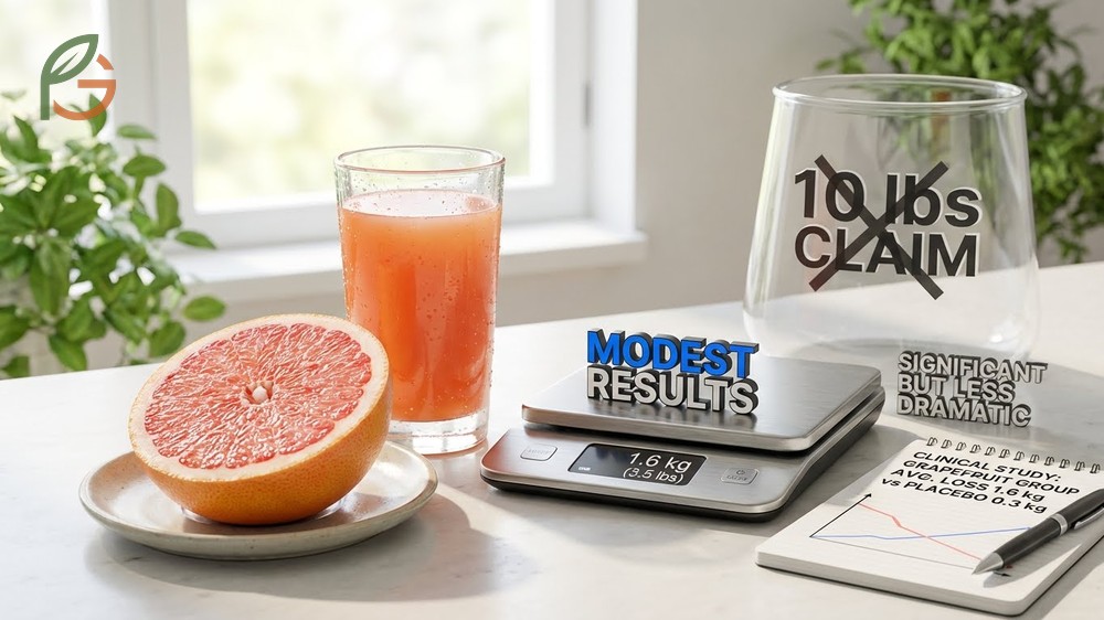 Grapefruit weight loss diet results showing participants losing nearly 2 kg over 12 weeks by eating fresh fruit before meals.
