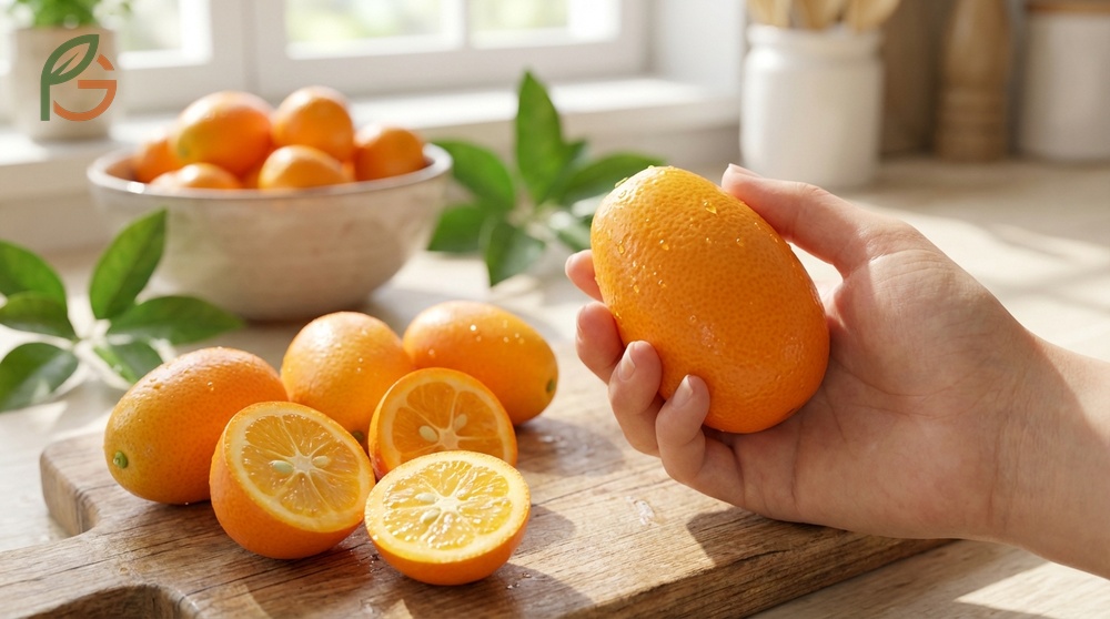 Do you peel kumquats advice explaining that the sweet rind contains essential oils and should be eaten intact.
