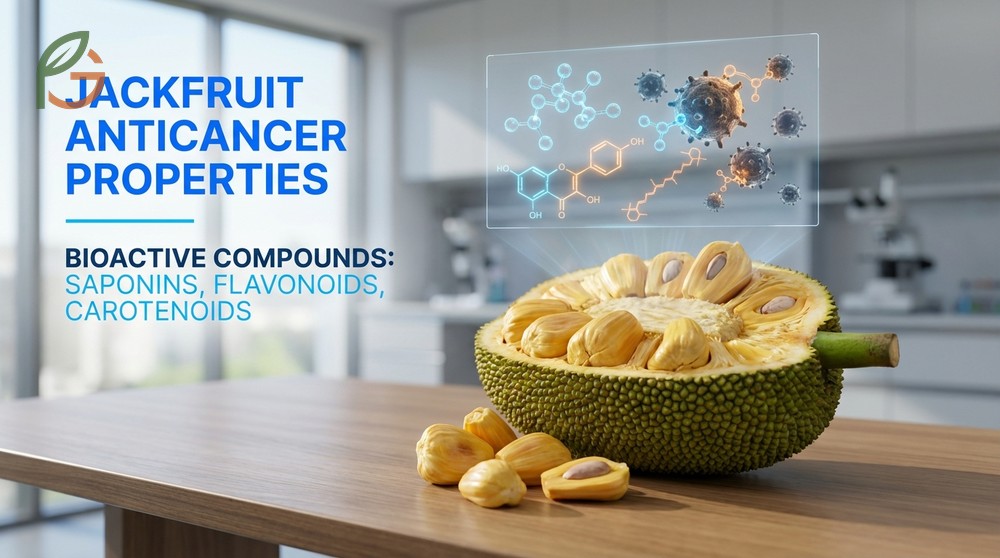Jackfruit anticancer properties stem from bioactive compounds like flavonoids and saponins that neutralize free radicals.