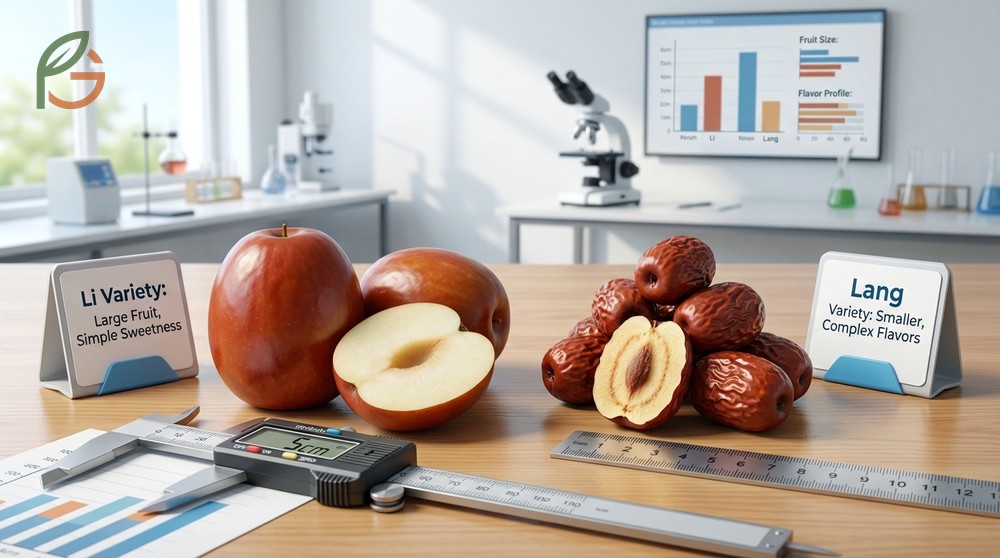 Li vs lang jujube key differences where Li is the size of a small egg and Lang is half that diameter.