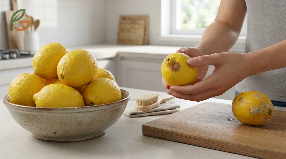 Storing lemons fresh involves placing unwashed fruit in sealed bags to reduce moisture loss effectively.