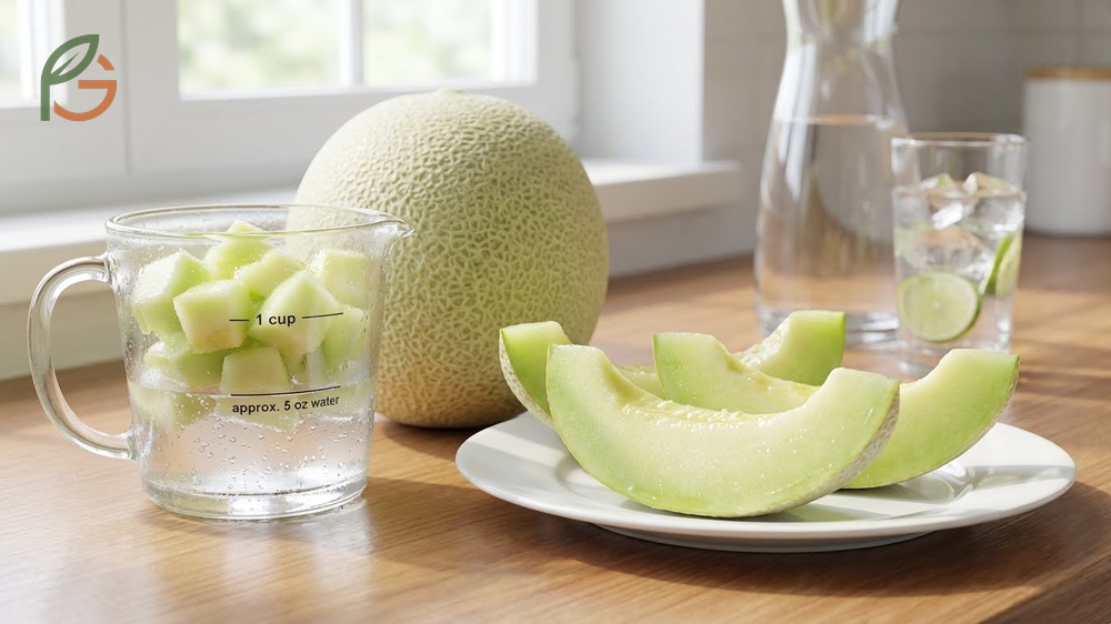 Water content of honeydew melon providing 90 percent hydration to support daily fluid intake.