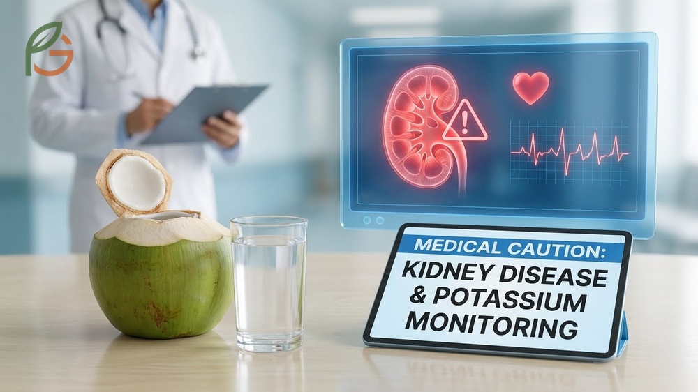 Coconut water side effects may impact people with kidney disease due to high potassium levels affecting heart rhythm.