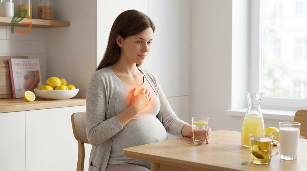 Heartburn during pregnancy remedies include avoiding acidic lemon water within 2 to 3 hours of bedtime.