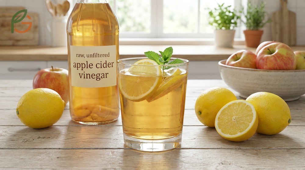 Apple cider vinegar lemon water combines acetic acid and vitamin C to support immune and gut health.